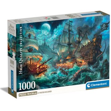 Pirates Battle, 1000 pc puzzle, compact packaging